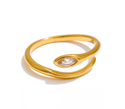 Yhpup New Stainless Steel Zirconia Snake Adjustable Ring Gold & Platinum Plated Minimalist Chic Fashion Jewelry Hypoallergenic (Private Listing U4566170)
