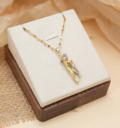 LATS Stainless Steel Couple Hugging Pendant Necklace for Women Men Silver Color Love Chain Good Friend Gifts Fashion Jewelry (Private Listing U4566170)